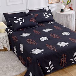 JC HOME Black & White Graphic Printed 140 TC Queen Bedsheet & 2 Pillow Covers-image-40