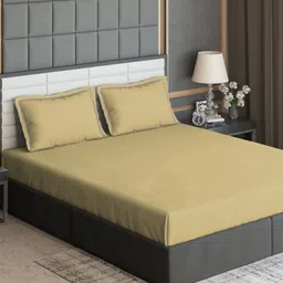 DDecor Live Beautiful Brown 300 TC Cotton King Bedsheet With 2 Pillow Covers-image-13