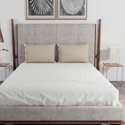 Livonti Cream-Coloured 144 TC King Bedsheet with 2 Pillow Covers-image-38