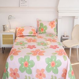 JC HOME Pink & Green Floral 160 TC Queen Bedsheet with 2 Pillow Covers-picture-58