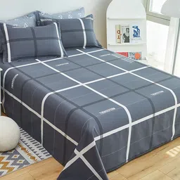 JC HOME Grey & White Printed 186 TC Cotton King Bedsheet with 2 Pillow Covers-image-75