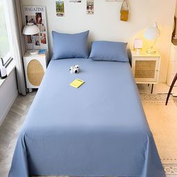 JC HOME Blue 220 TC Cotton Queen Bedsheet with 2 Pillow Covers-image-57