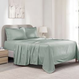 MYTRIDENT Green Cotton 300 TC King Bedsheet with 2 Pillow Covers-image-87