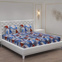 Moca By Monte Carlo Dazzle Blue & Red Microfiber 120 TC Queen Bedsheet & 2 Pillow Covers-image-10