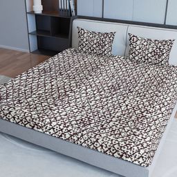 Aura Maroon& White Ethnic Motifs Cotton 200 TC Queen Bedsheet with 2 Pillow Covers-picture-49