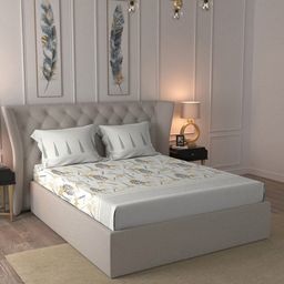 MYTRIDENT Road To Jaipur Yellow Cotton 210 TC King Bedsheet & 2 Pillow Covers-image-83