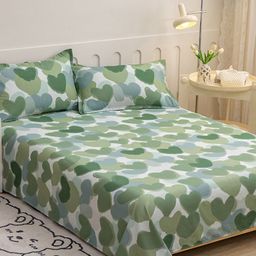 JC HOME Green Conversational 140 TC King Bedsheet With 2 Pillow Covers-image-24