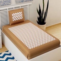 UNIQCHOICE Brown Printed Cotton 120 TC Single Bedsheet With 1 Pillow Covers-image-61