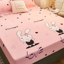 JC HOME Pink & White Printed 160 TC Fitted King Bedsheet & 2 Pillow Covers-image-52