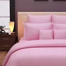 Comfowell Pink Striped 210 TC King Bedsheet with 2 Pillow Covers-image-94