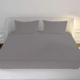 MAYFAIR HOMES LONDON Grey Cotton 210 TC King Bedsheet with 2 Pillow Covers-image-13