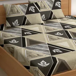 CHHAVI INDIA Grey & Black Geometric 210 TC King Bedsheet with 2 Pillow Covers-image-23