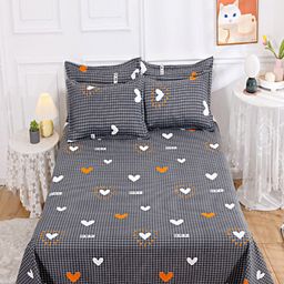JC HOME Black & White Conversational 140 TC King Bedsheet With 2 Pillow Covers-image-85