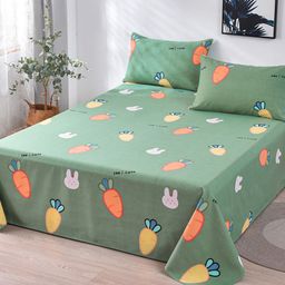 JC HOME Green & Orange Graphic Printed 160 TC Queen Bedsheet & 2 Pillow Covers-image-34