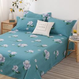 JC HOME Grey & Blue Floral Printed 210 TC Single Bedsheet-image-54
