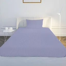 MAYFAIR HOMES LONDON Blue Cotton 210 TC Bedsheet with 1 Pillow Covers-image-69