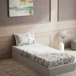 DDecor Live Beautiful Off White & Purple Floral 150 TC Flat Single Bedsheet & Pillow Cover-image-30