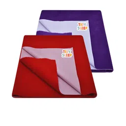 TIDY SLEEP Kids Set Of 2 Red & Violet Water Proof Mattress Protector-16