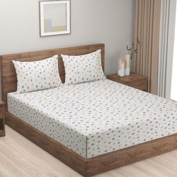 SWAYAM Green & White TC 240 Geometric Queen Bedsheet with 2 Pillow Cotton Covers-image-14