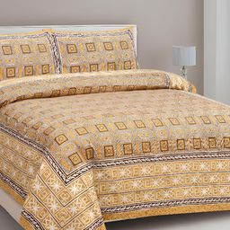 Lali Prints Brown & White Ethnic Motifs 210 TC Cotton King Bedsheet with 2 Pillow Covers-image-39