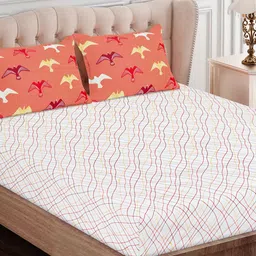 SEJ by Nisha Gupta Unisex Red 180 TC Cotton King Bedsheet with 2 Pillowcover-image-39