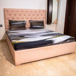 STUDIOHMK Brown & White Cotton 300 TC King Bedsheet with 2 Pillow Covers-16