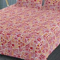 Kuber Industries Red & Yellow 120 TC Cotton King Bedsheet With 2 Pillow Covers image 5