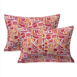 Kuber Industries Red & Yellow 120 TC Cotton King Bedsheet With 2 Pillow Covers image 2