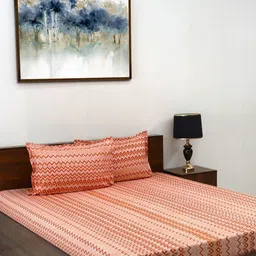 Steve & Anderson Elevate Orange Ethnic Motifs 164 TC Queen Bedsheet Set 2.24 m x 2.54 m-image-46