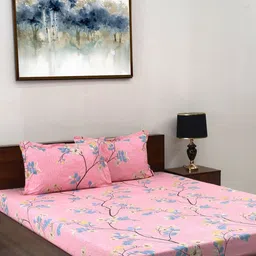 Steve & Anderson Elevate Pink Floral Microfiber 164 TC Queen Bedsheet set 2.24 m X 2.54 m-image-60