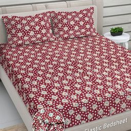 FABINALIV Maroon Cartoon Printed Woollen 300 TC King Bedsheet Set-2.25 m x 2.50 m-image-38