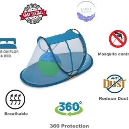 a one Polyester Kids Washable For 0 To 3 Year Baby Size109cm x 53cm x 48cm Popup White Net Mosquito Net image 5