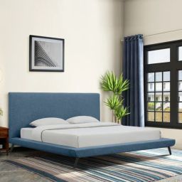 casacraft from pepperfry Aurora Fabric Upholstered Queen Size Bed in Smoke Grey Color-picture-1