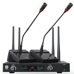 D-610 UHF Dual Wireless Gooseneck Mic 300ft Range For Meeting & Lecture Microphone-22