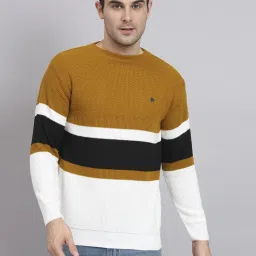 Men Woven, Woven, Colorblock Round Neck Multicolor Sweater-image-80