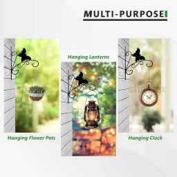 sharpex Design Wall Bracket Hanger for Garden Pots, Hanging Flower Pots Butterfly Shape Bracket Hanger - Black (Set of 2) (30 X 25 X 4) Shelf Bracket image 5