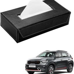 Car Tissue Box Paper Tissue Holder Black with 200 Sheets(100 Pulls) For Kia Sonet Vehicle Tissue Dispenser-24
