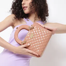 KLEIO Square Shape Quilted Small Handheld Sling Bag-3