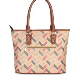 THE CLOWNFISH Cream-Coloured Geometric Printed Structured Handheld Bag image 3