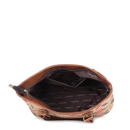 THE CLOWNFISH Cream-Coloured Geometric Printed Structured Handheld Bag image 4