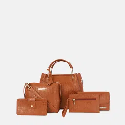 Bagsy Malone Set Of 5 Animal Textured PU Structured Handheld Bag-2