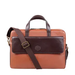 Hidesign Men Brown & Tan Colourblocked Handheld Bag-image-51