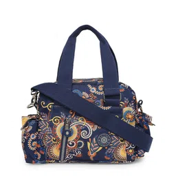 BAOMI Navy Blue & Beige Printed Nylon Messenger Bag-36