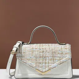 Accessorize Textured Synthetic Leather Structured Satchel Bag image 1