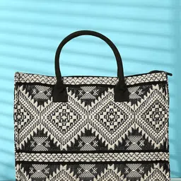 Anouk Black Ethnic Motifs Self Design Oversized Shopper Handheld Bag-12