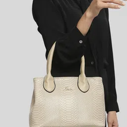 Lavie Ficus Beige Animal Textured Structured Handheld Bag-56