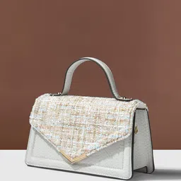 Accessorize Textured Synthetic Leather Structured Satchel Bag image 3