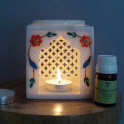 White Marble Inlay Oil Diffuser with Essential Oil by Katkaria Creations-picture-26