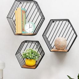 Homesake Black 3 Pieces Metal Wall Shelf-45
