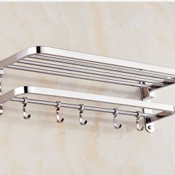 Stainless Steel Wall Mount Rack Silver Towel Holder-image-67